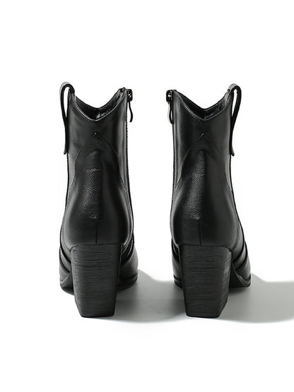 Pointed-Toe Split-Joint Zipper Boots Pumps