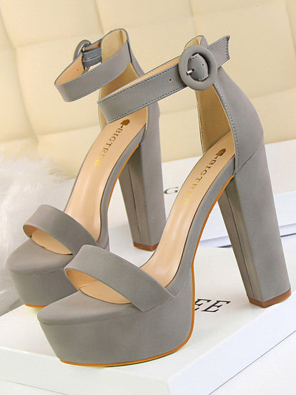 Buckle Peep-Toe Split-Joint Pumps Sandals