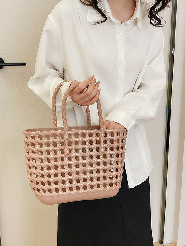 Hollow Solid Color Handbags
