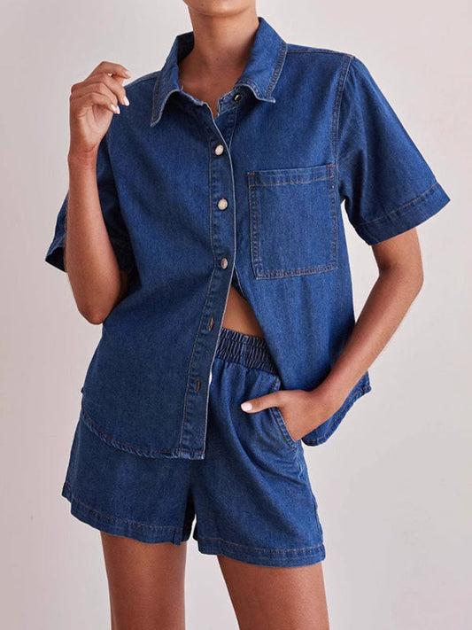 Loose Short Sleeves Split-Joint Lapel Blouses&Shirts Tops