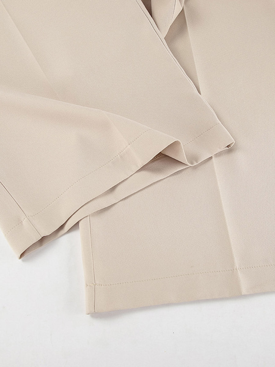Cropped Sleeveless Buttoned Pockets Solid Color V-Neck Pants Two Pieces Set Vest Top