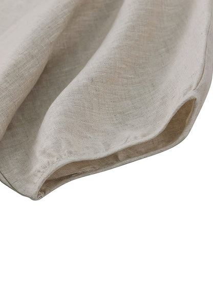 Loose Puff Sleeves Hollow Solid Color Split-Joint Round-Neck T-Shirts