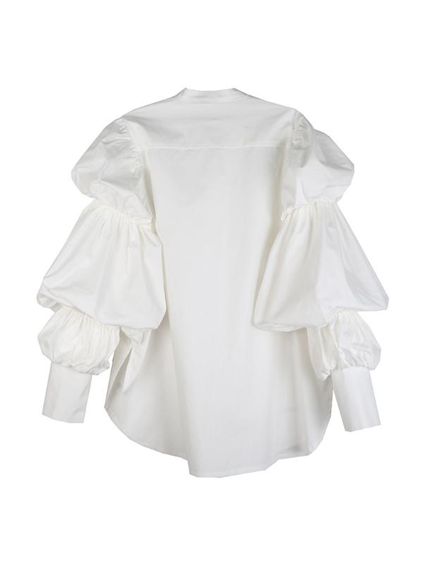 Vintage Layered Puff Sleeve Long Shirt