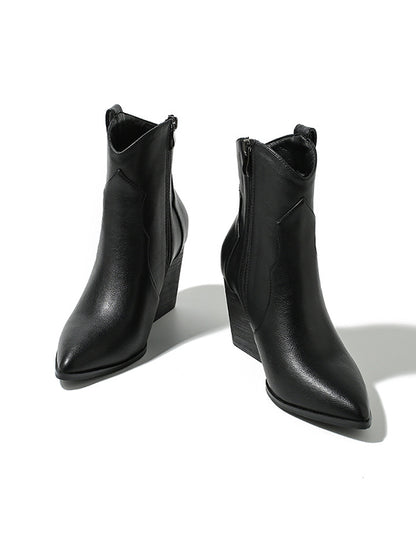 Pointed-Toe Split-Joint Zipper Boots Pumps