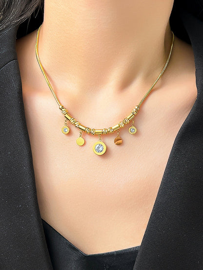 Adjustable Geometric Rhine Stones Snake Chain Necklaces Accessories