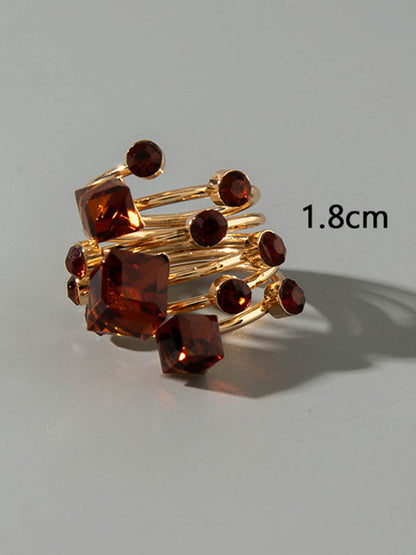 Geometric Rhine Stones Rings Accessories
