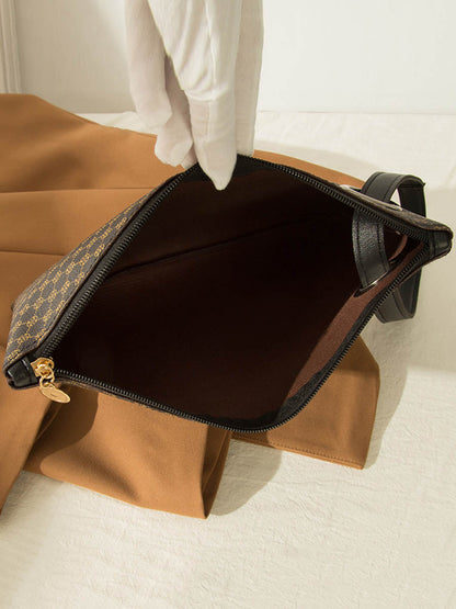 Crocodile Texture Geometric Print Zipper Handbag