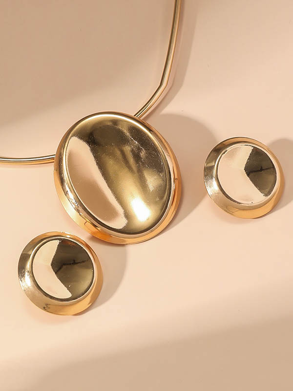 Geometric Solid Color Earrings Accessories + Necklaces Accessories Three Pieces