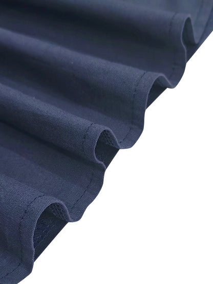 A-Line Loose Contrast Color Pockets Split-Joint Round-Neck Maxi Dresses