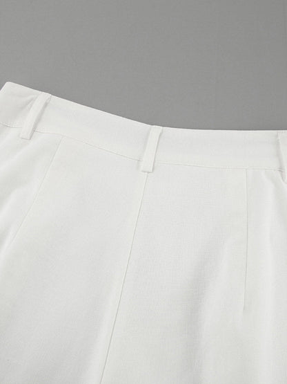 Elasticated Waist High Waisted Pleated Solid Color Split-Joint Pants