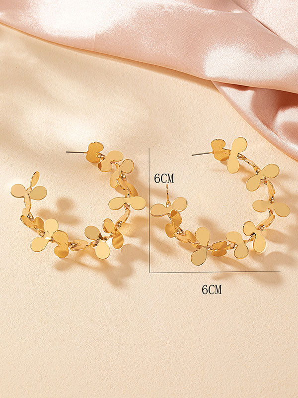 Flower Shape Geometric Drop Earrings