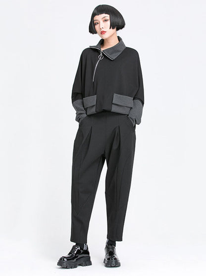 Simple Harem Pants Loose Elasticity Solid Color Casual Pants Bottoms