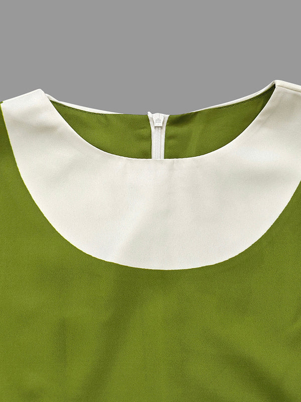 A-Line Loose Flower Print Pleated Round-Neck Mini Dresses