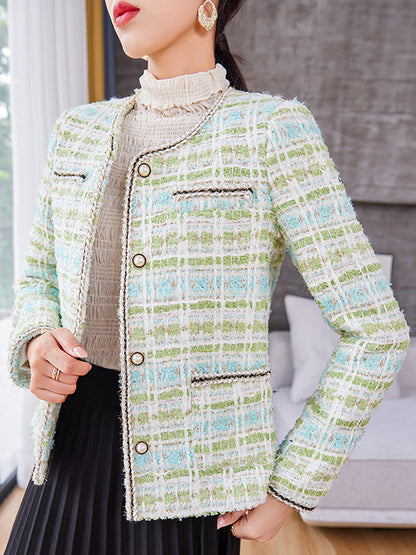 Long Sleeves Buttoned Split-Joint Round-Neck Outerwear