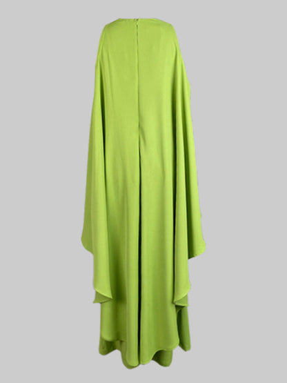 Batwing Sleeves Loose Hollow Solid Color Split-Joint Cold Shoulder Jumpsuits