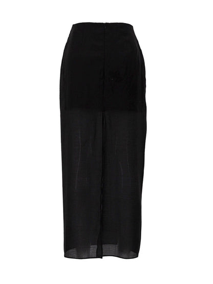 Bodycon High Waisted See-Through Solid Color Split-Joint Skirts Bottoms
