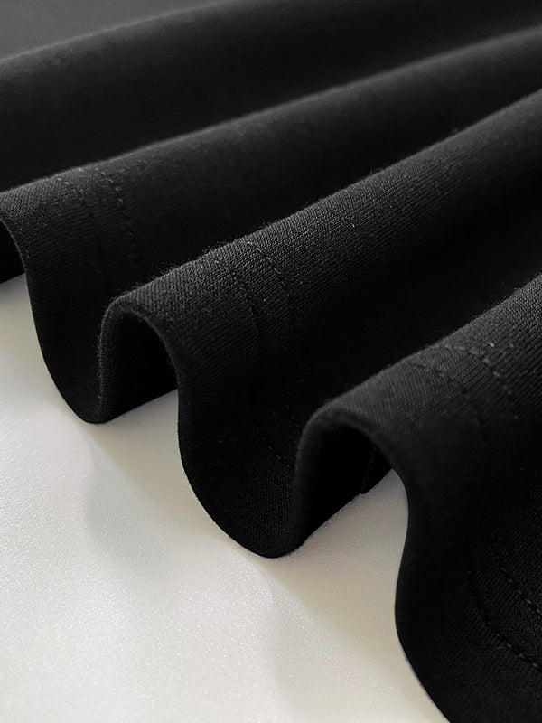 Half Sleeves Loose Rhine Stones Split-Joint Round-Neck Maxi Dresses