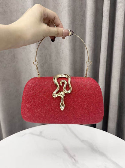 Irregularity Chains Lock Shiny Crossbody Bags Evening Bags Clutches