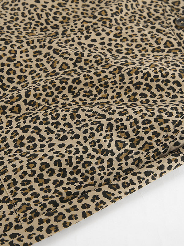 High Waisted Loose Leopard Printed Split-Joint Pants Trousers