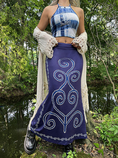 Mermaid Printed Split-Joint Skirts