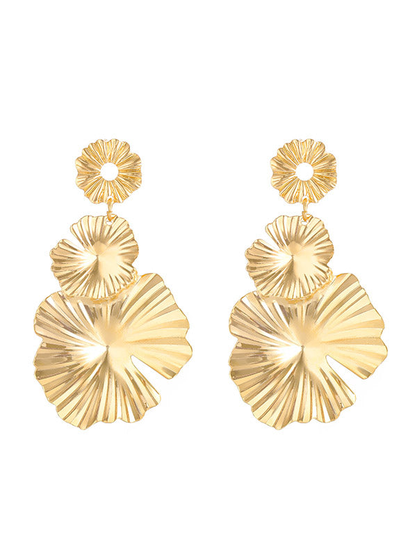 Flower Shape Solid Color Drop Earrings