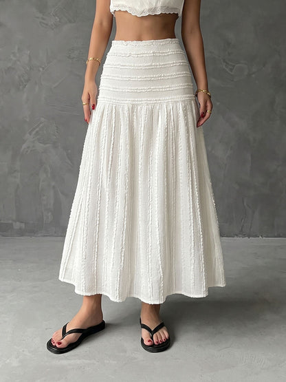 A-Line High Waisted Jacquard Pleated Solid Color Skirts Bottoms