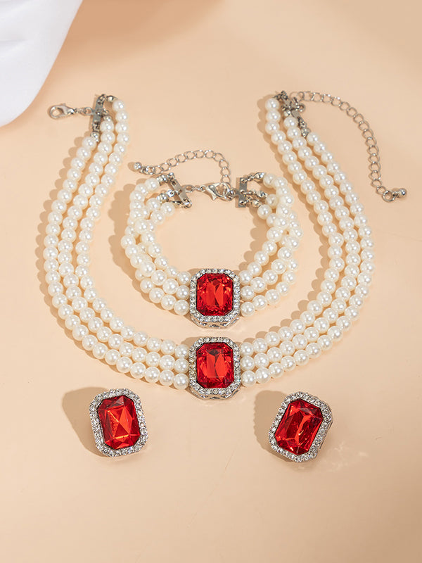 Geometric Layered Rhine Stones Bracelet Accessories + Necklaces Accessories + Earrings Accessories