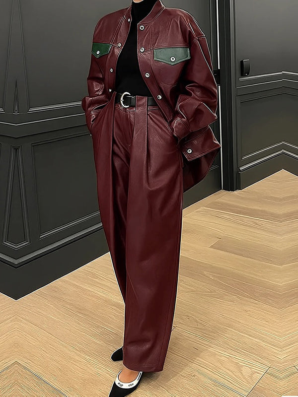 High Waisted Wide Leg No Belt Pleated Pockets Solid Color Pants Trousers