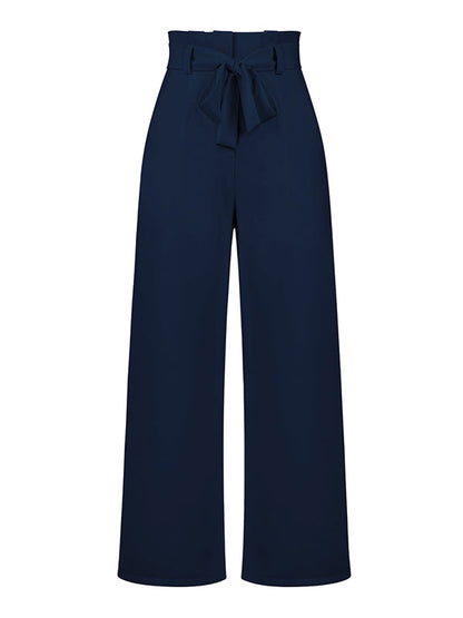 Simple Loose Wide Leg Solid Color Casual Pants Bottoms