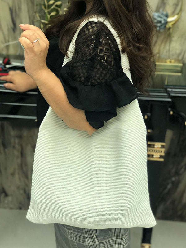 Solid Color Bags Woven Handbag