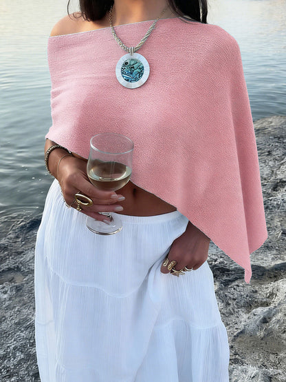 Irregularity Loose See-Through Solid Color One-Shoulder Cape