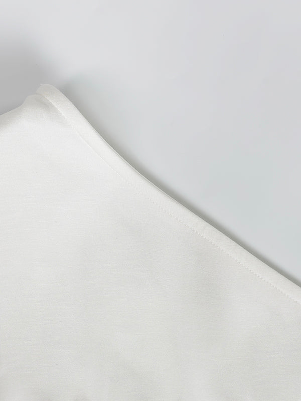 High-Low Long Sleeves Asymmetric Solid Color One-Shoulder Maxi Dresses