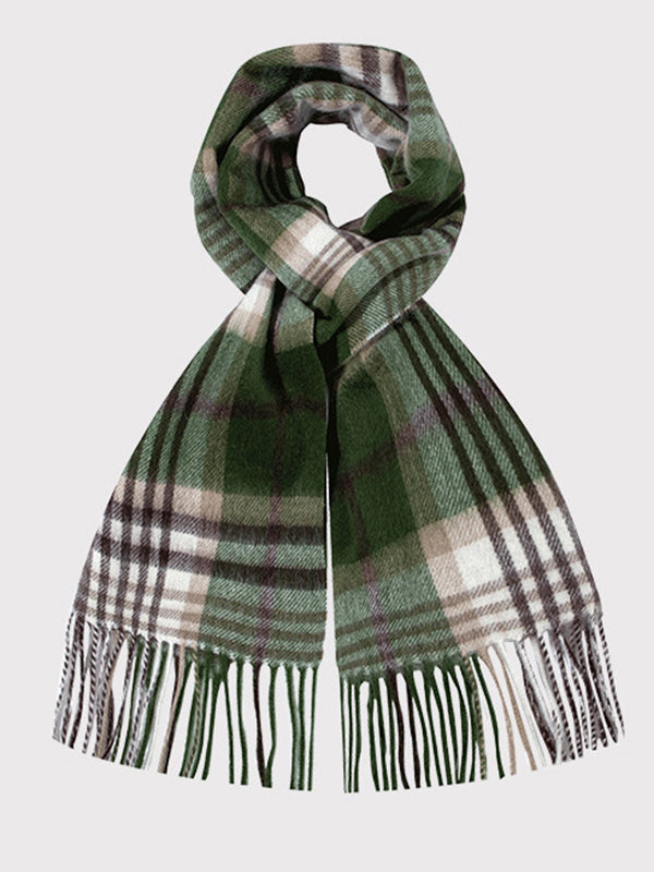 Contrast Color Keep Warm Tasseled Shawl&Scarf