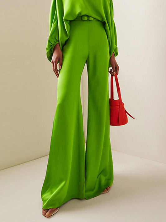 High Waisted Wide Leg Solid Color Split-Joint Pants Trousers