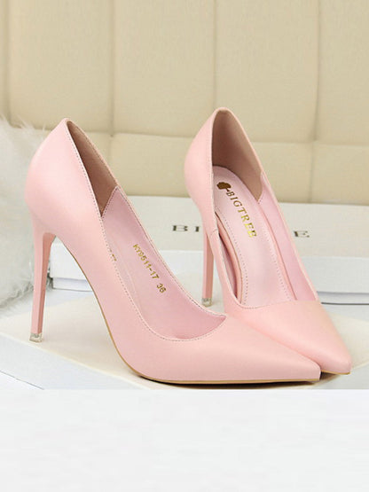 Pointed-Toe Solid Color Pumps