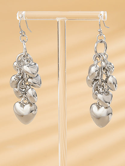 Chains Geometric Heart Shape Drop Earrings