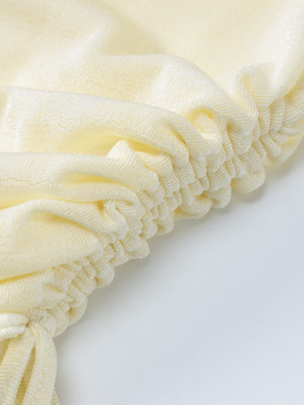 Irregular Clipping Skinny Asymmetric Drawstring Solid Color Split-Side Tube Vest Top