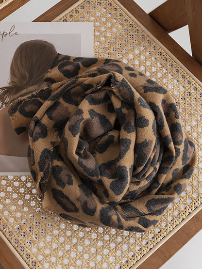 Fringed Leopard Shawl&Scarf