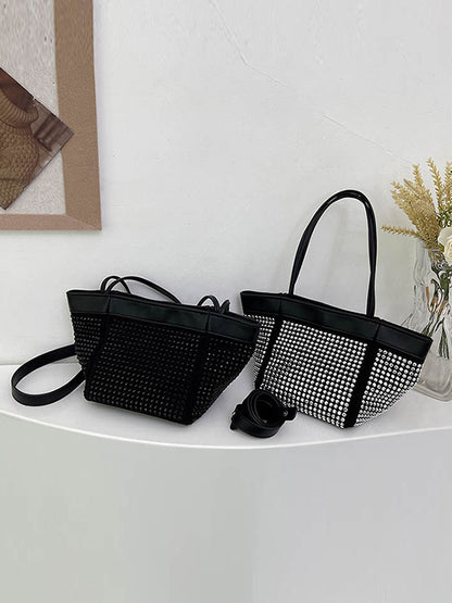 Rhine Stones Shiny Split-Joint Zipper Crossbody Bags Handbags