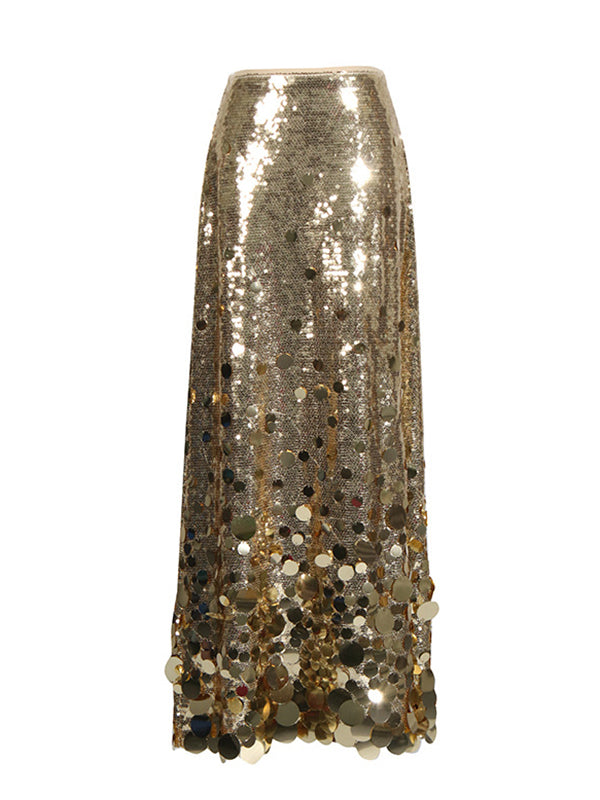 A-Line High Waisted Sequined Shiny Skirts Bottoms