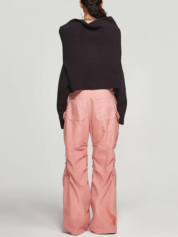 Long Sleeves Loose Chains Heaps Collar Knitwear Pullovers Sweater Tops