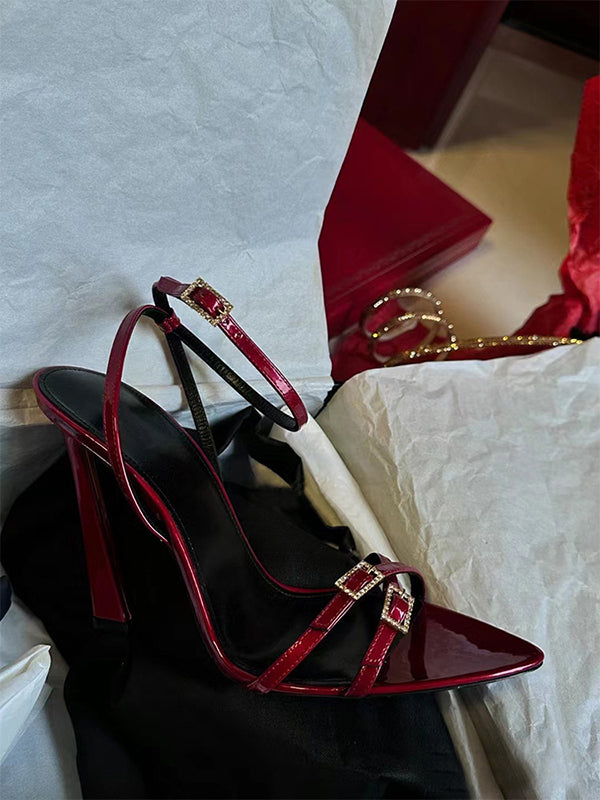 Belt Buckle Open Toe Split-Joint Pumps Sandals