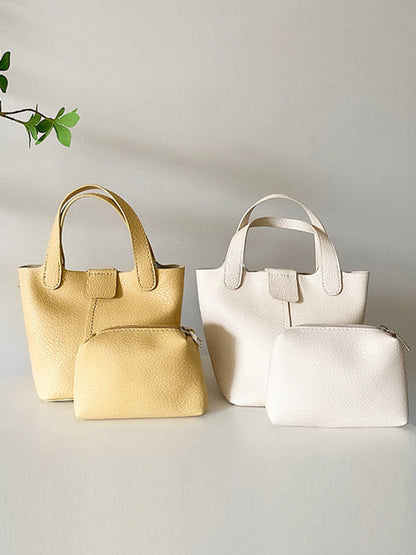 Simple Casual Chic PU Solid Color 2 Pieces Bags Accessories