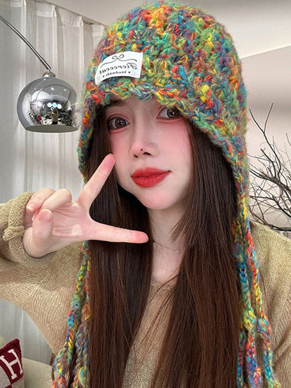 Contrast Color Keep Warm Tasseled Hats