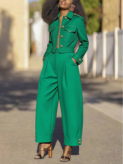 Long Sleeves Split-Joint Lapel Jackets&Coats Outerwear