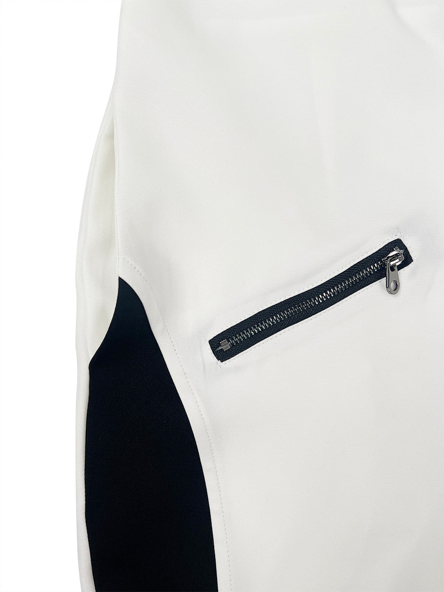 Loose Sleeveless Contrast Color Pockets Zipper V-Neck Jumpsuits
