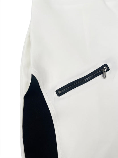 Loose Sleeveless Contrast Color Pockets Zipper V-Neck Jumpsuits