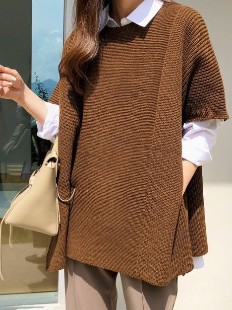 Casual Loose Split-Side Round-Neck Sweater Tops