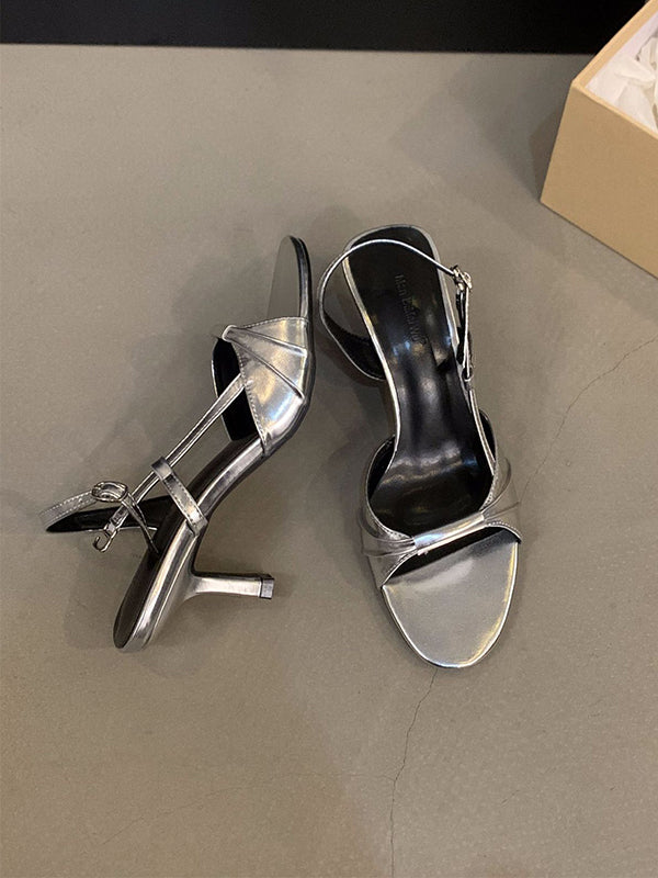Belt Buckle Open Toe Peep-Toe Split-Joint Pumps Sandals Sling Shoes