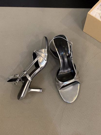 Belt Buckle Open Toe Peep-Toe Split-Joint Pumps Sandals Sling Shoes